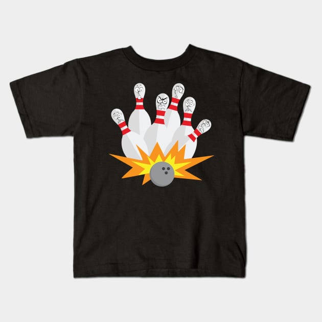 Bowling Strike Kids T-Shirt by c1337s